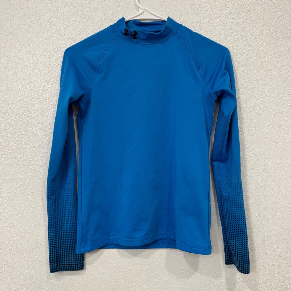 Under Armour Kids ColdGear Fitted Mock Neck Long Sleeve Shirt Blue YLG Large